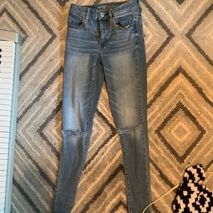 American eagle skinny ripped jeans.
